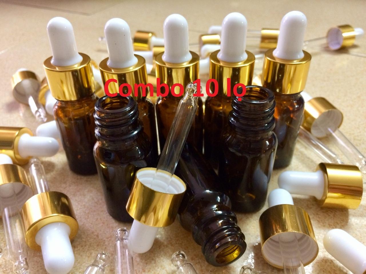 Combo 20 Lọ đựng tinh dầu nâu bóp giọt 10ml.