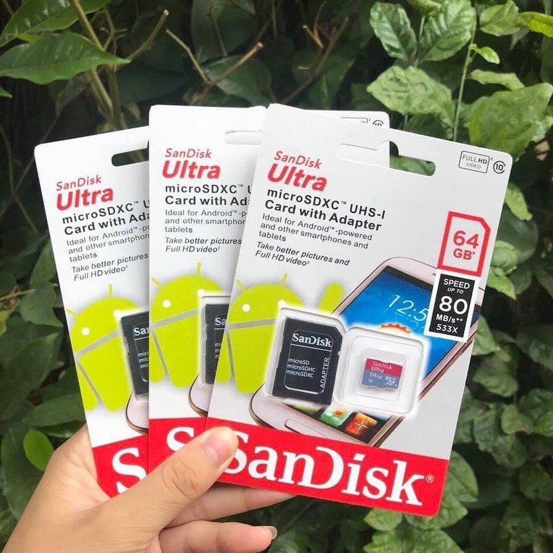Thẻ nhớ microSD SanDisk Ultra 8GB/16GB, tốc độ cao 80MB/s Class 10, siêu bền, tặng kèm Adapter chuyển đổi microSD sang SD