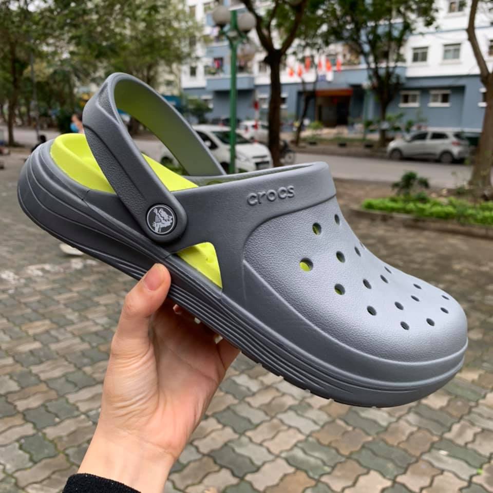Dép sục Croc.s nam nữ quai ngang cao cấp đế nhựa siêu êm nhẹ - màuGhi/Vàng chanh