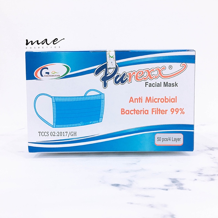 Che mặt kháng khuẩn 4 lớp Pu-rex xanh