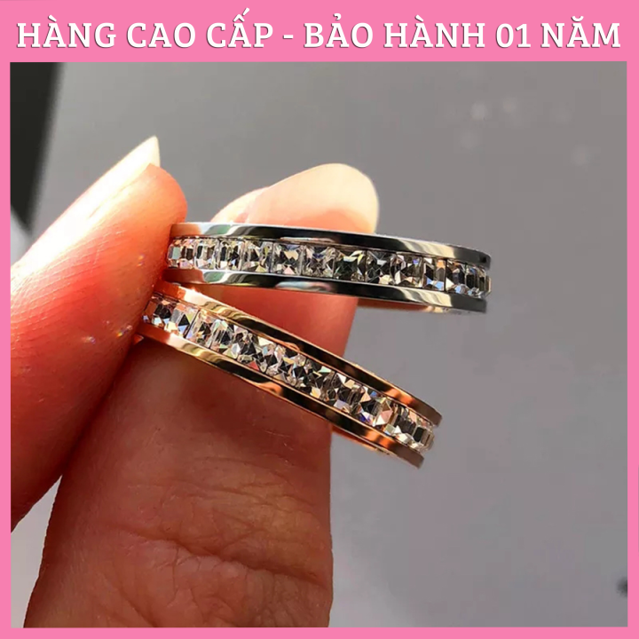 Nhẫn Đôi Nam Nữ Đính Đá Cao Cấp Mẫu 1 Hàng Đá
