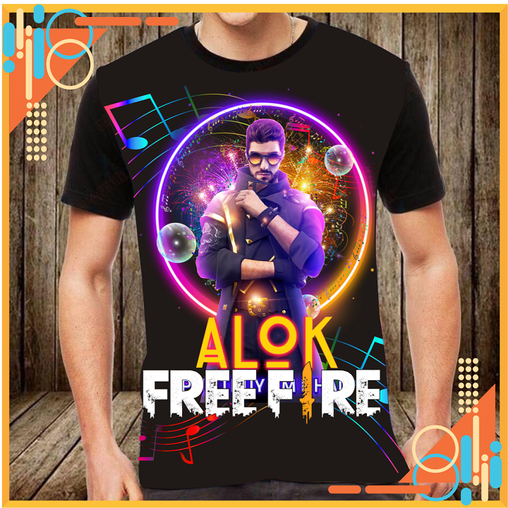 Áo Free Fire [Ảnh Thật] in 3D cổ tròn màu đen Alok