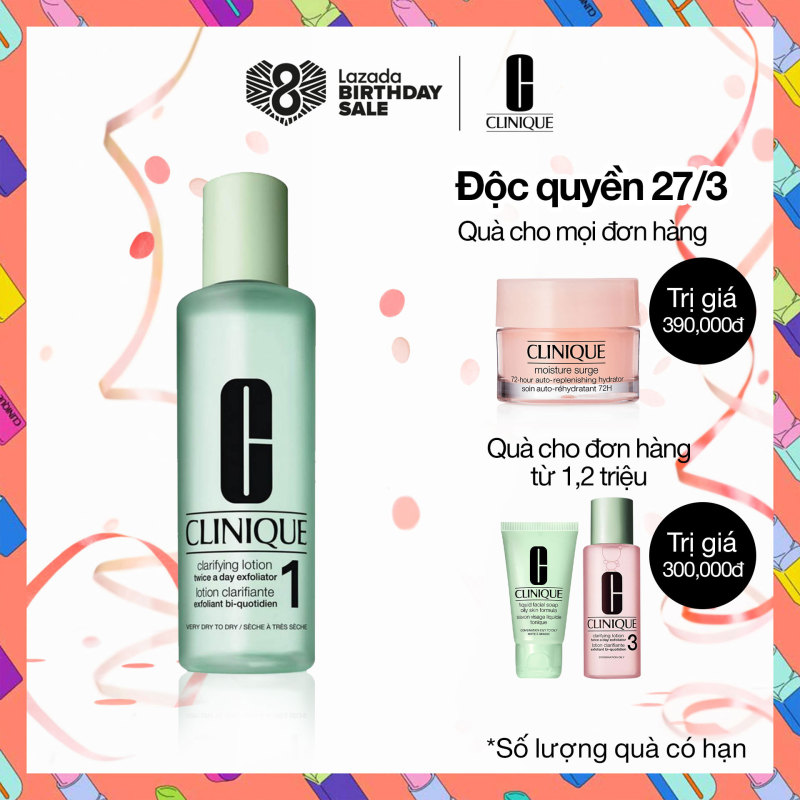 Nước thanh tẩy cho da khô đến rất khô Clinique Clarifying Lotion Twice A Day Exfoliator 1 200ml