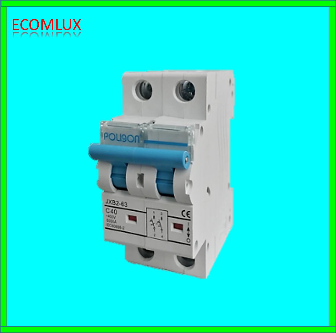 Attomat 2 cực 50A ( Kèm mặt vàng)