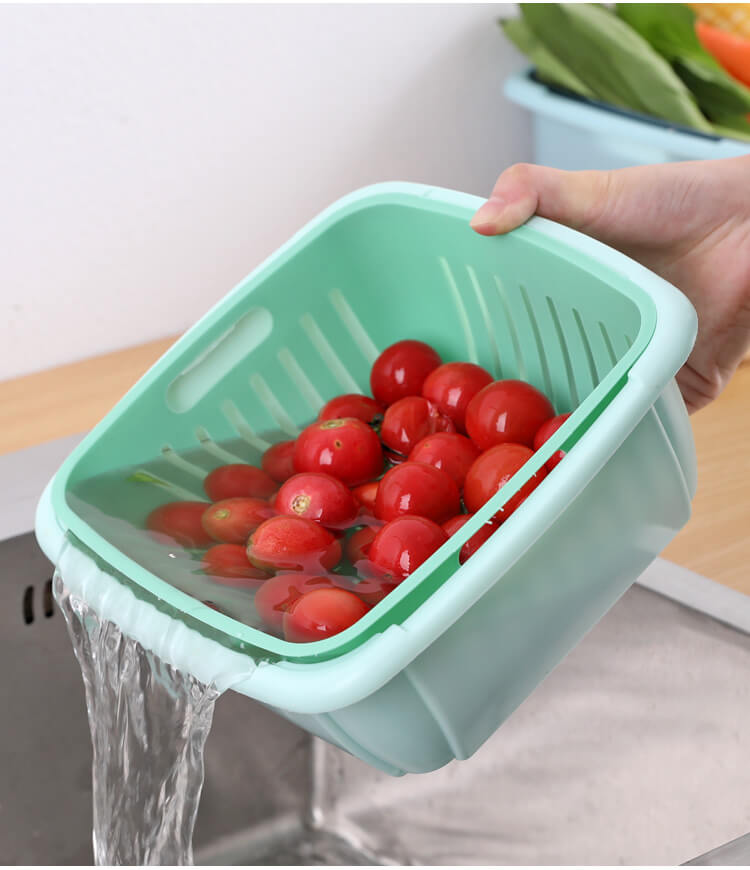 Hộp Đựng Hoa Quả Hộp Nhựa Đựng Trái Cây 2 Lớp Hộp Đựng Thực Phẩm Đa Năng Bỏ Tủ Lạnh