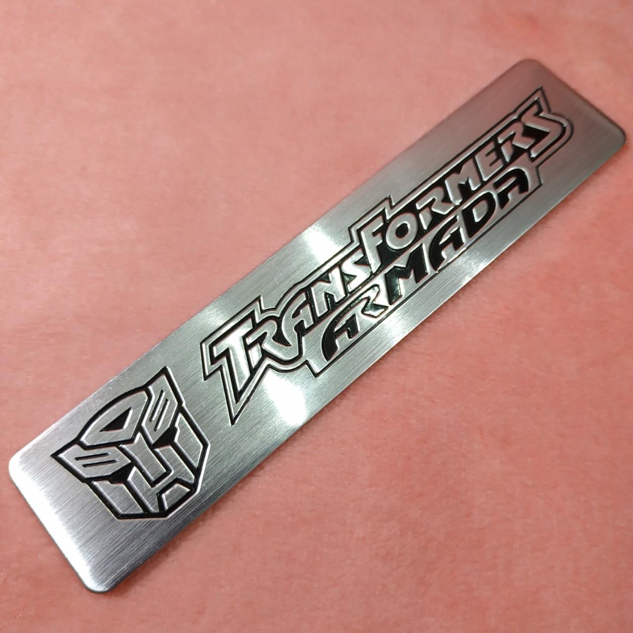 Tem nhôm dán xe TransFormer trắng dài 12x2.6cm