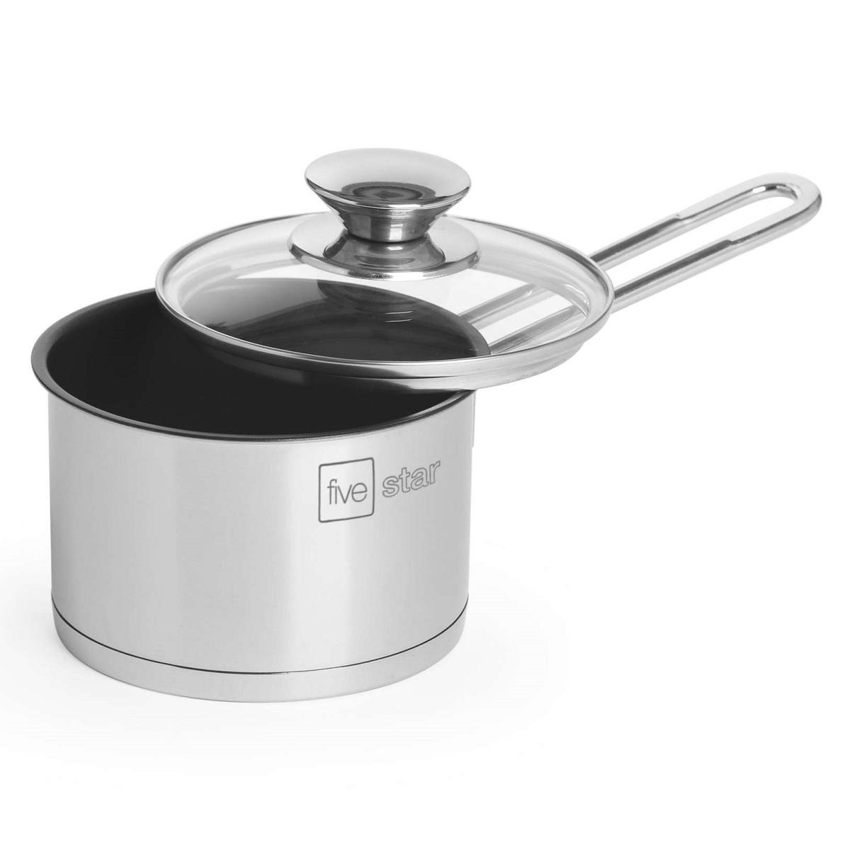 Quánh chống dính Inox 3 đáy nắp kính cao cấp Fivestar 12cm/ 14cm sử dụng bếp từ