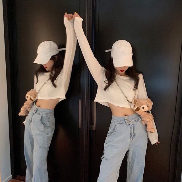 [HCM]Áo Thun Nữ Tay Dài Croptop Thời Trang hàn Quốc