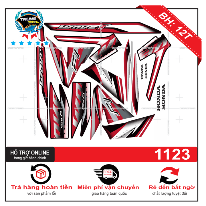 Tem rời xe wave rs 2013 trắng đỏ