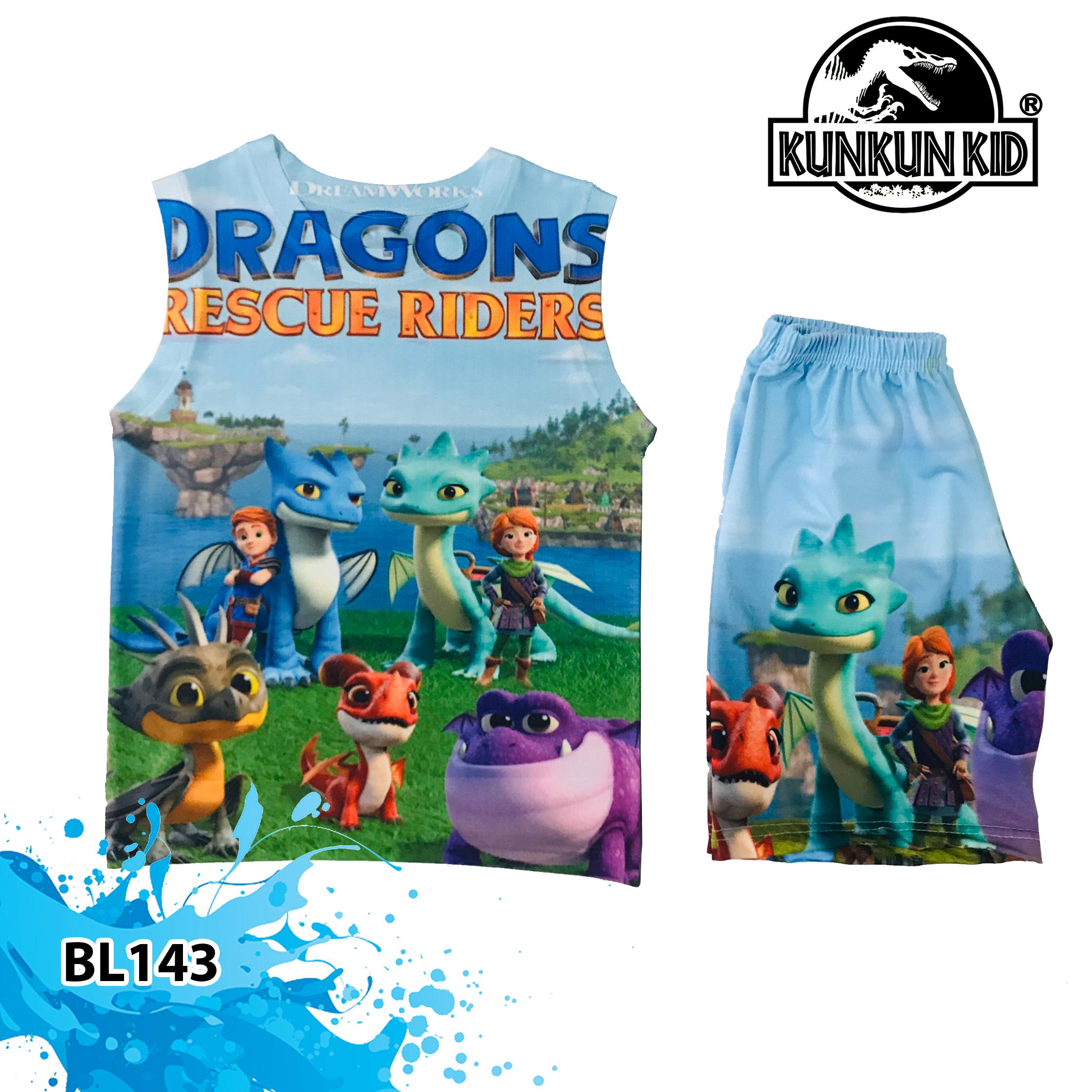 Đồ bộ bé trai thun ba lổ Bé trai In 3D Hình Rồng BL143