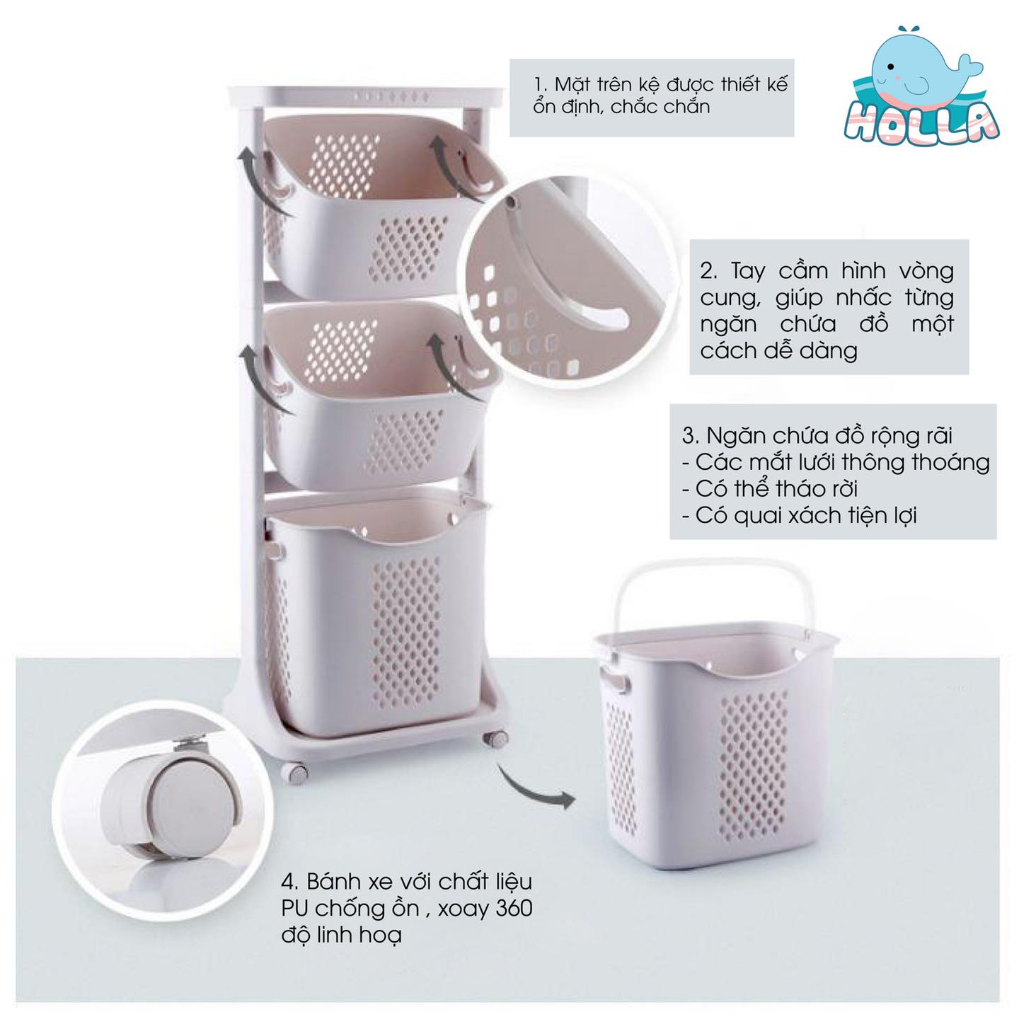 Kệ nhựa 3 tầng HOla