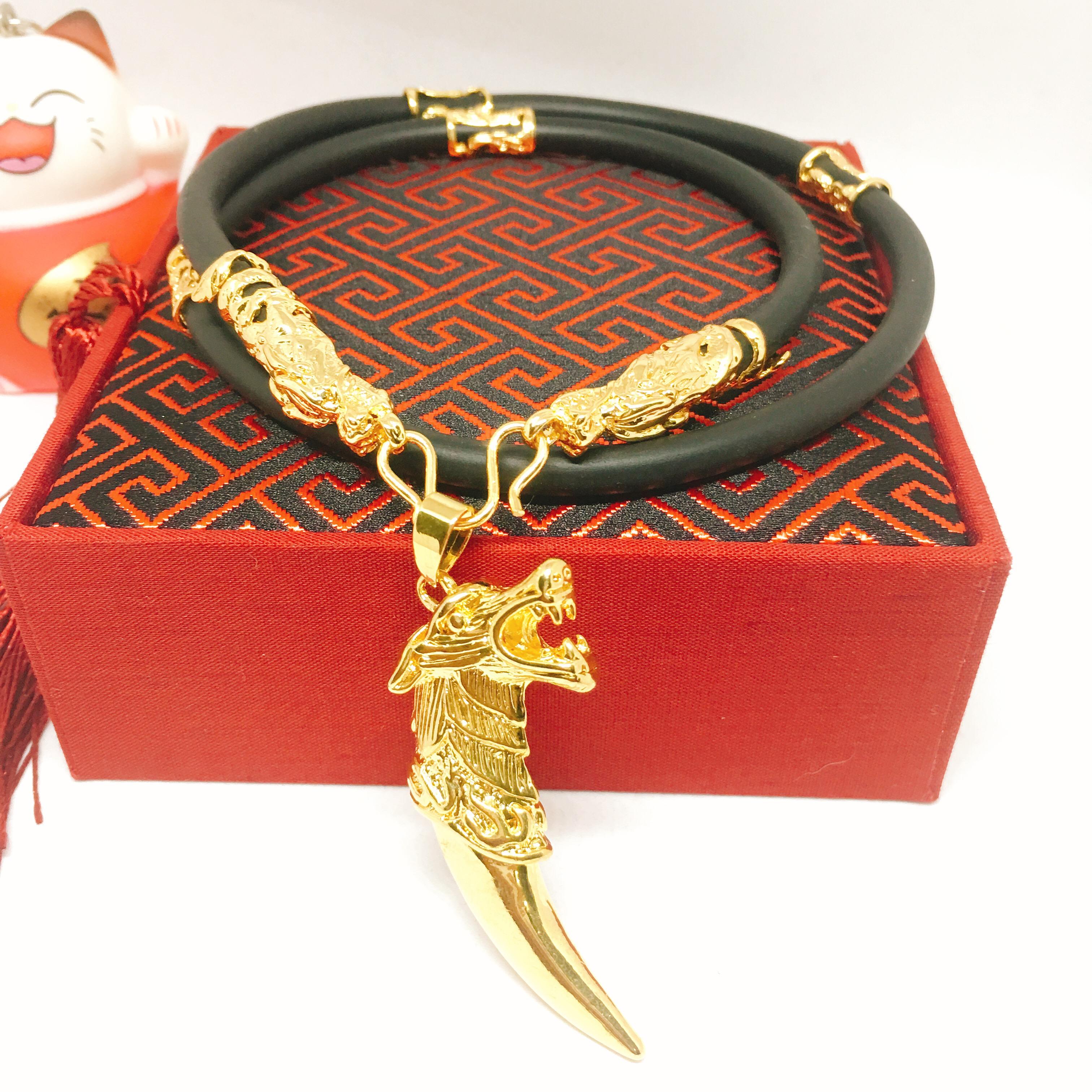Vòng cổ Nam Vip Bạc Thái đá cao cấp, Vòng Cổ Nam Phong Cách Thượng lưu, Dây chuyền nam bạc Thái phong cách MS001  Jewelry Bảo Tín (dây và mặt) ( Màu vàng)