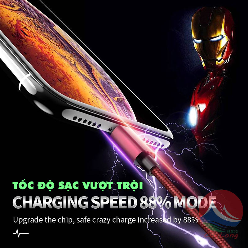 Cáp Sạc Tự Ngắt Hẹn Giờ Thông Minh 3H, 3 Đầu Đa Năng Lightning Type C Micro USB Chống Chai Pin, dây sạc tự ngắt an toàn sạc ban đêm