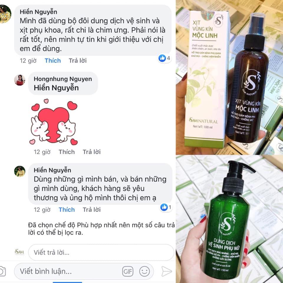 Xịt phụ khoa thảo dược - [Sam Natural]  Xịt vùng kín Mộc Linh 100 ml