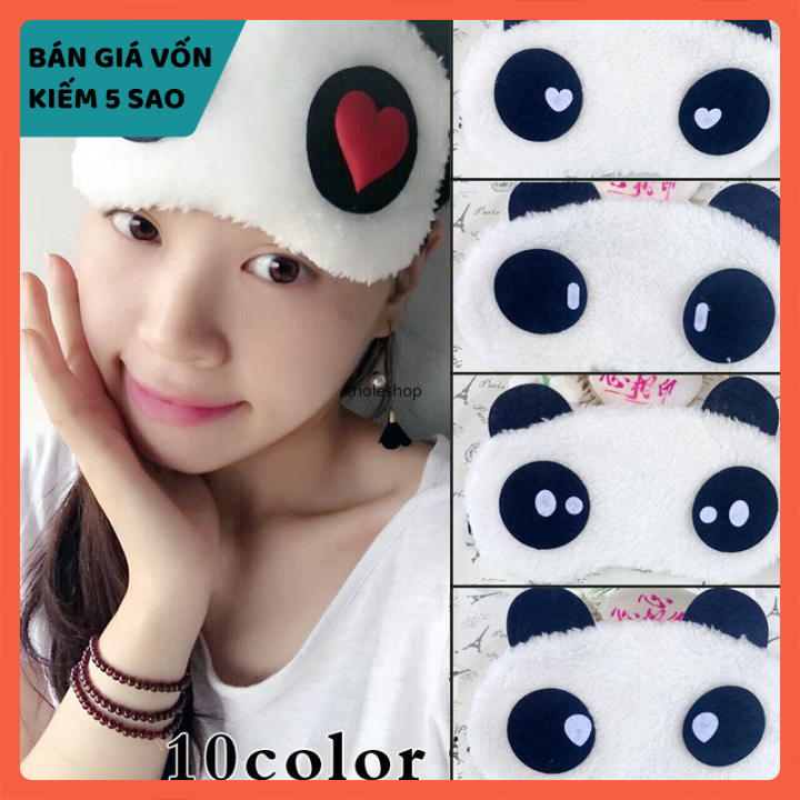 Đồ bịt mắt ngủ - Miếng che mắt ngủ bằng lông - Tấm che mắt ngủ hình gấu Panda vải bông mềm, êm ái - Mặt nạ mắt ngủ khi đi du lịch - Miếng che mắt khi ngủ - Dụng cụ che mắt khi ngủ