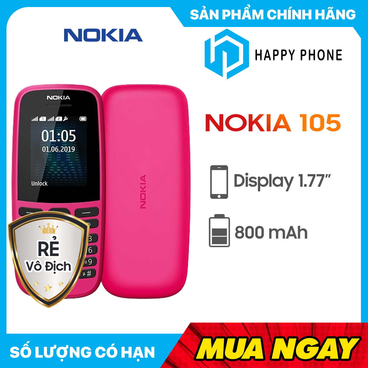 [VOUCHER 30K] Điện thoại Nokia 105 (02 SIM) - Hàng...