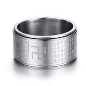 Nhẫn Bát Nhã Tâm Kinh Bạc Thái Cao Cấp, Nhẫn Xoay 360, Nhẫn Trì Chú Bảo Tín, Tài Lộc, May Mắn Không Phai Không Rỉ ( màu bạc)