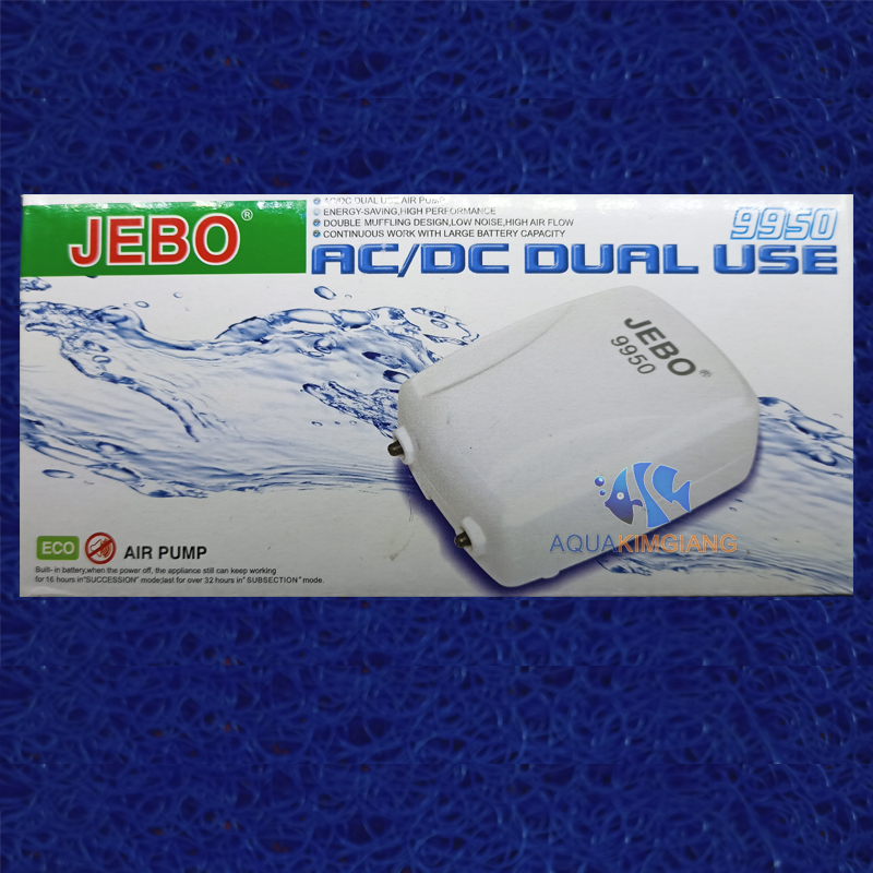 Máy sục khí Oxy 2 vòi tích điện Jebo 9950