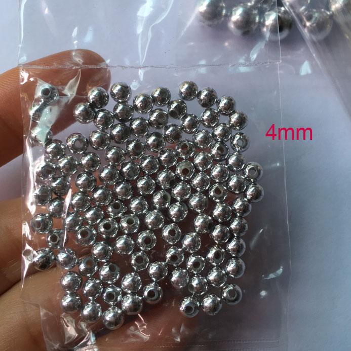 Hạt cườm nhựa phủ màu vàng/ bạc size 4-8mm