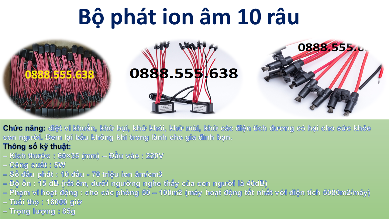 Máy phát ion âm negative 10 râu