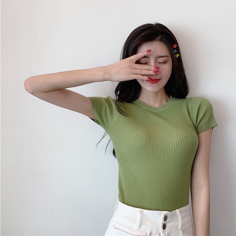[HCM]Áo Thun Nữ Cổ Tròn Form Body Hàn Quốc