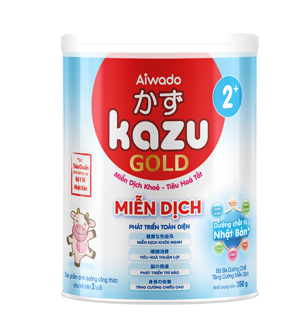 Sữa bột Aiwado KAZU MIỄN DỊCH GOLD 2+ 350g trên 24 tháng - Tinh tuý dưỡng
