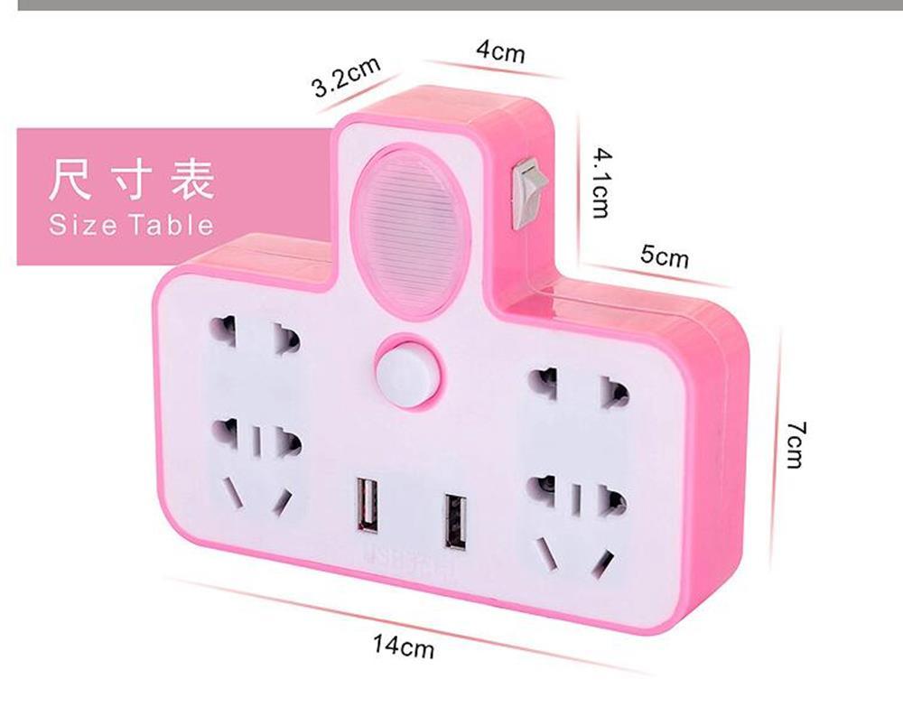 Đèn ngủ kiêm ổ điện 6 trấu 2 cổng USB KamiHome