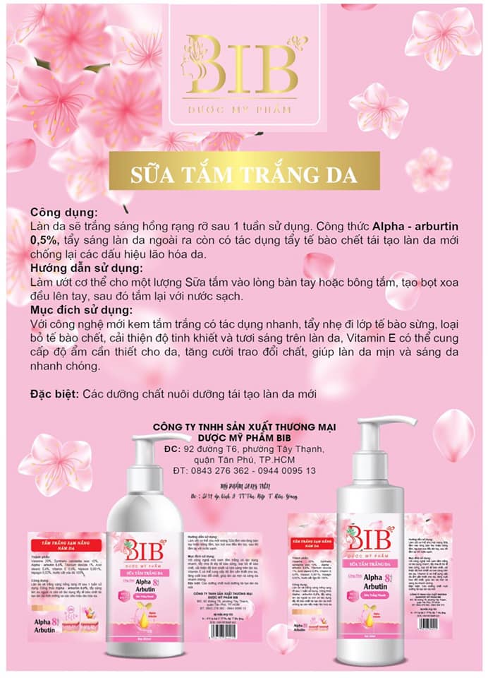 SỮA TẮM TRẮNG DA VÀ DIỆT KHUẨN BIB 💥💥