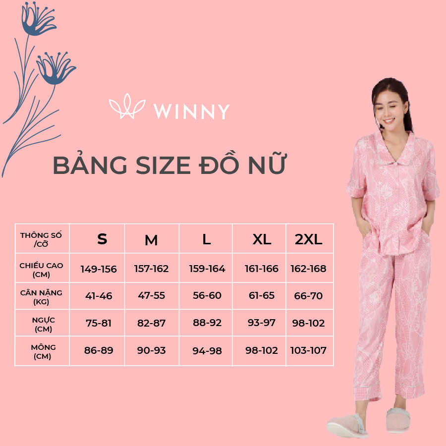 WINNY - Bộ Đồ Dài Suông Lụa Satin Nữ Mặc Nhà 2MNSA22607D