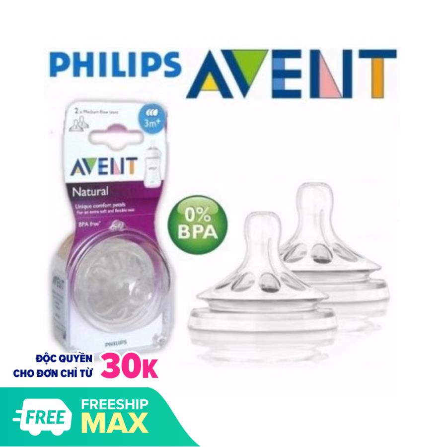 Bộ 2 núm ty Avent cho bé 3 tháng trở lên (3 lỗ)
