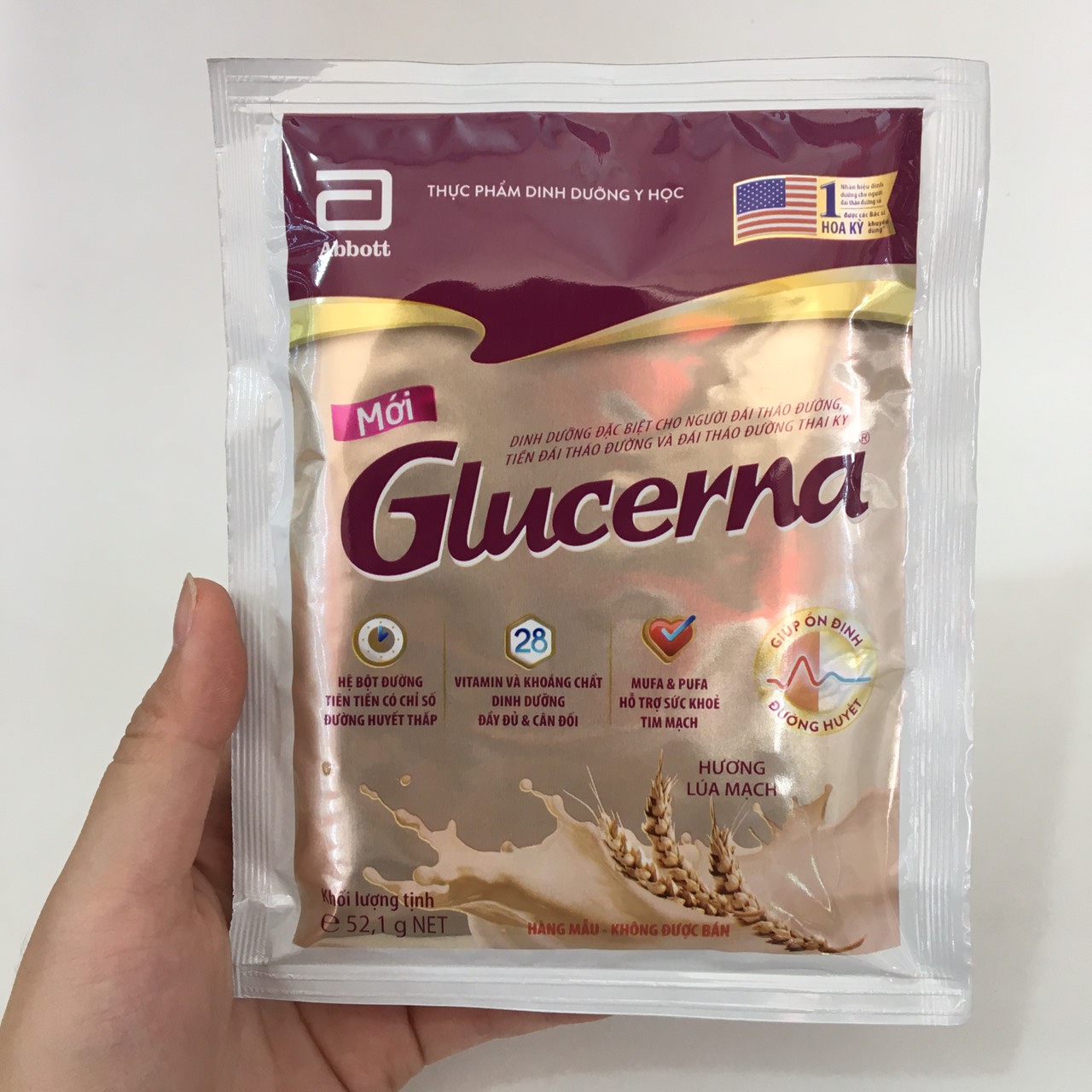 1 Hộp 2 Gói Glucerna Hương Lúa Mạch 51,2g