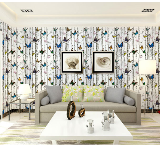 [HCM]Cuộn giấy dán tường phòng ngủ 20m x 0.45m bướm nghệ thuật keo sẵn bóc dán a001a
