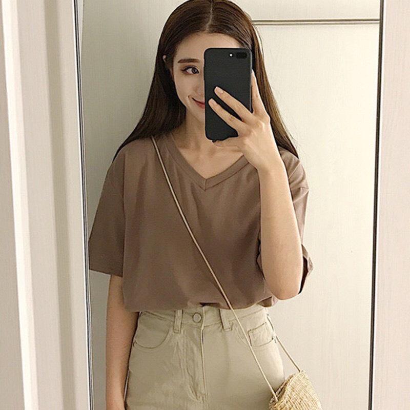 [HCM]ÁO THUN NỮ CỔ TIM BASIC