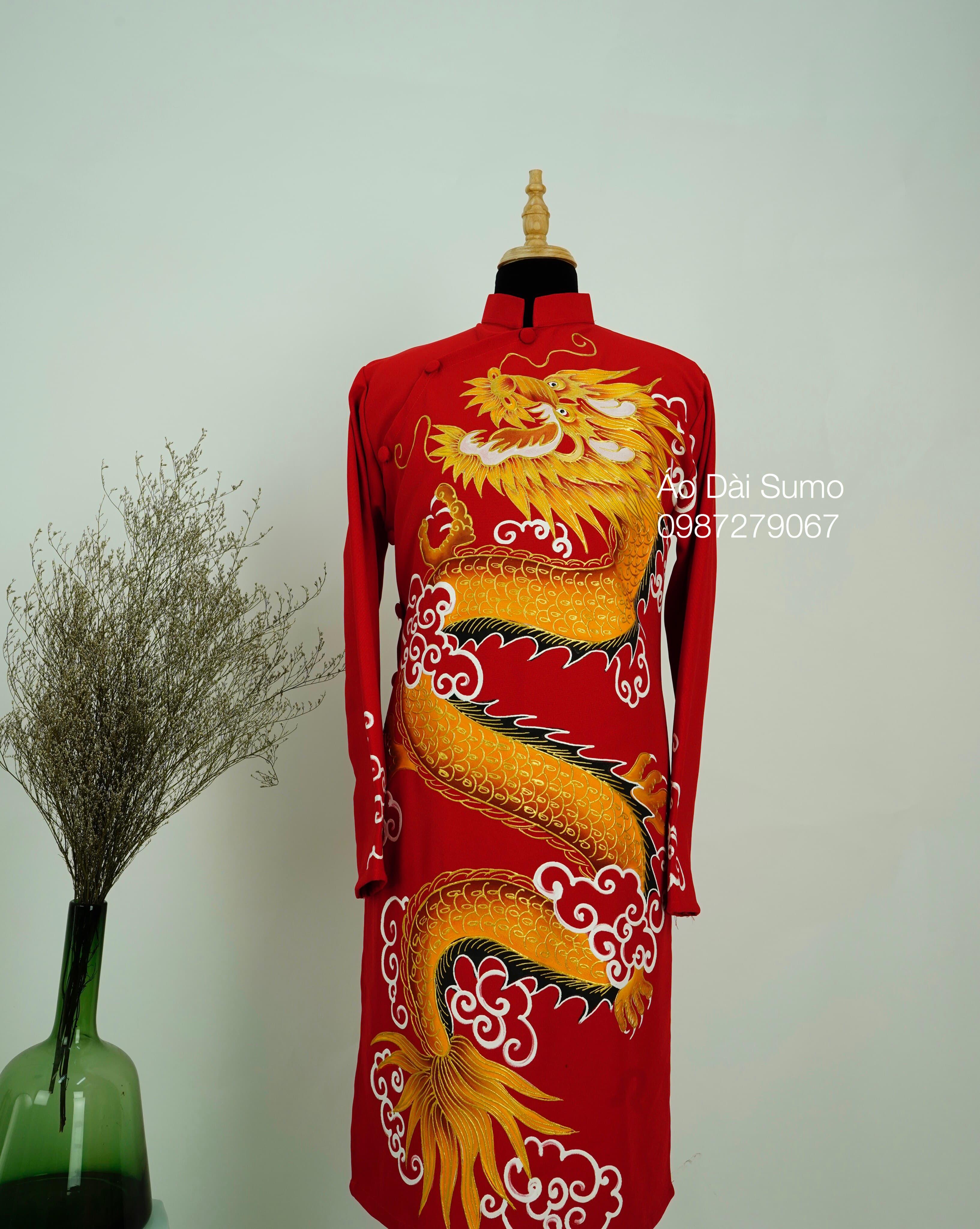 Áo Dài Cách Tân Nam Rồng Đỏ