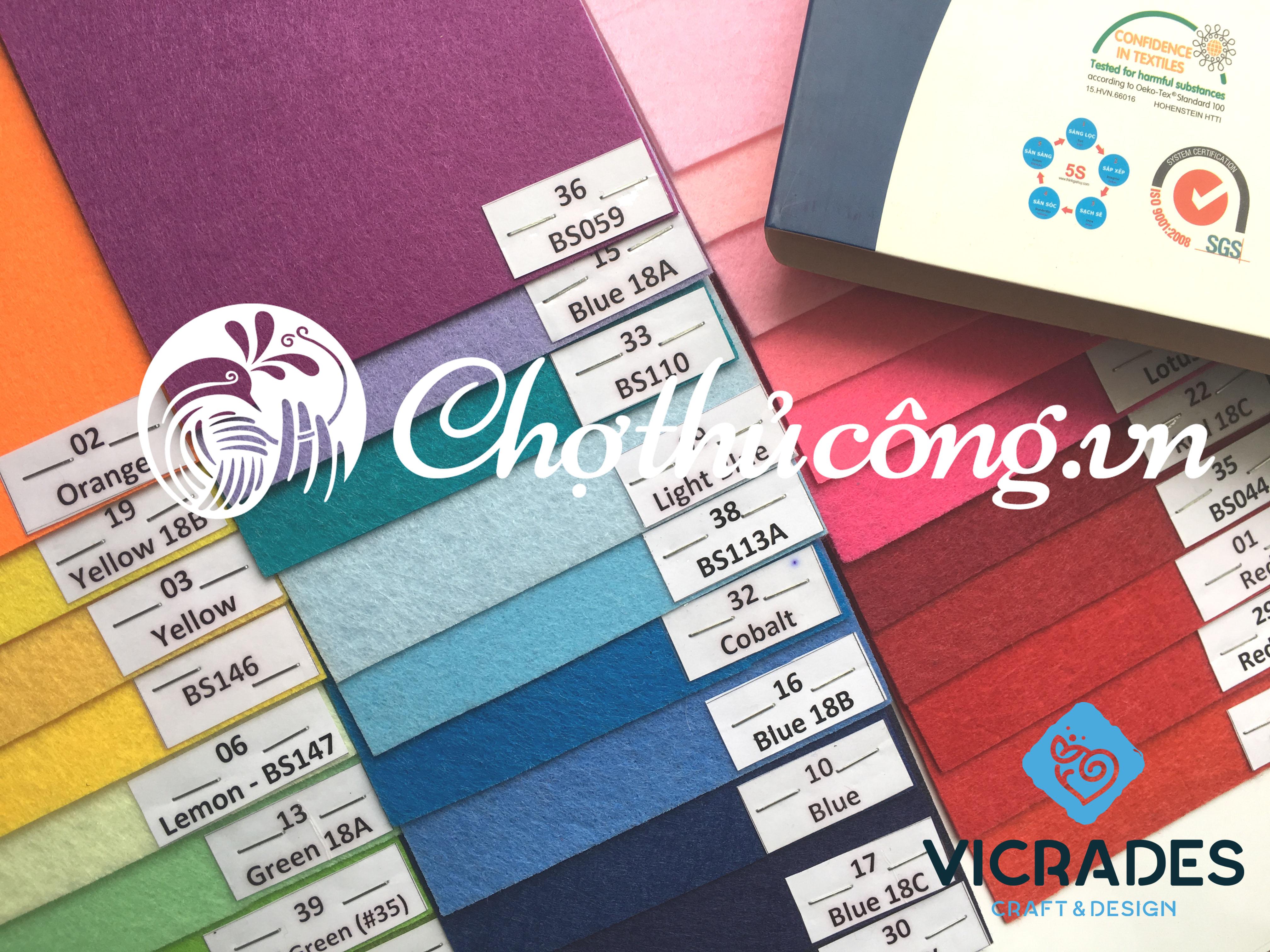 Combo 5 Non-woven Felt Fabric for DIY Craft 45x45cm