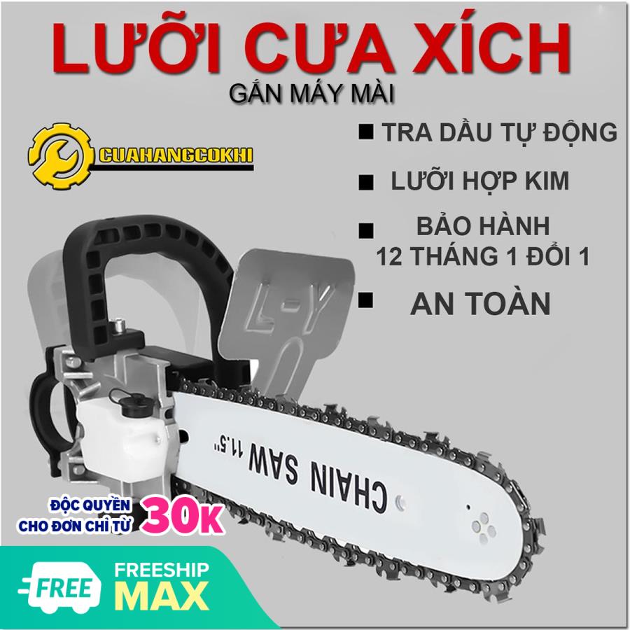 Lưỡi Cưa xích gắn máy mài cầm tay  - Cưa gỗ chuyên dụng tra dầu tự động- Bảo hành 24 tháng, Công dụng: lắp vào máy mài để tạo thành máy cưa gỗ Chất liệu lam xích: thép đàn hồi