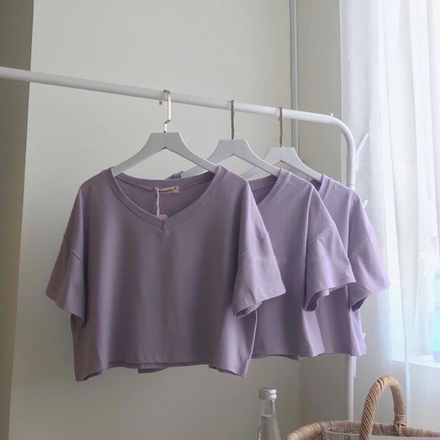 [HCM]Áo Thun Nữ Croptop Cổ Tim Thời Trang