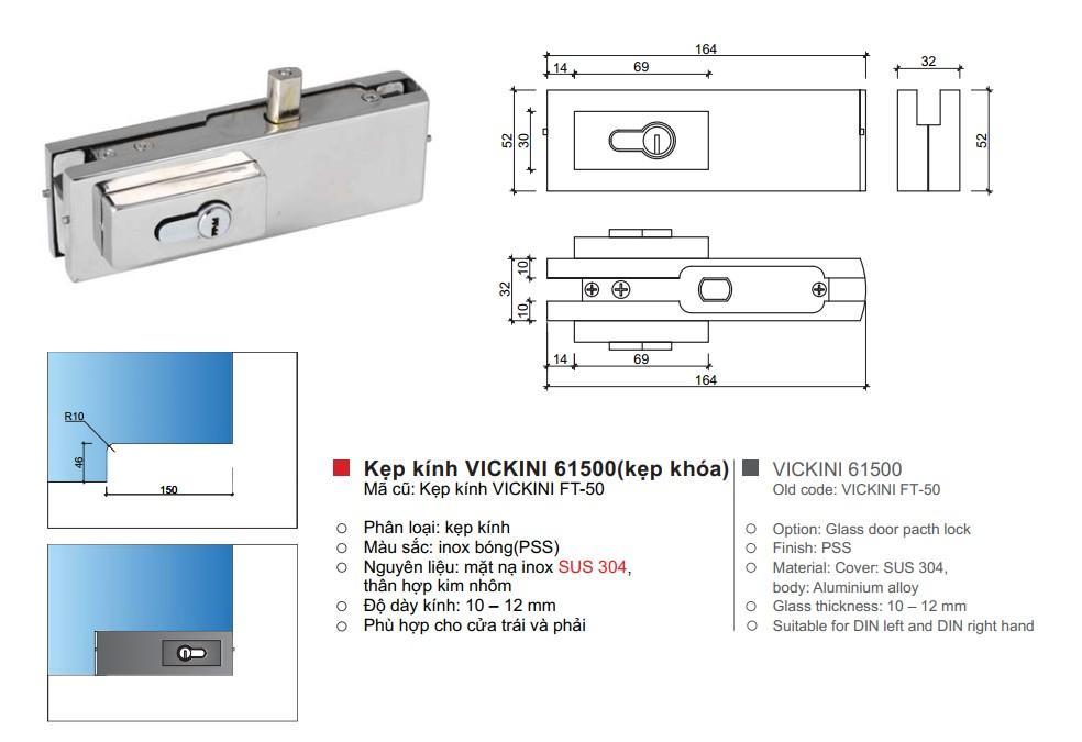 [HCM]Khóa kẹp kính VICKINI 61500