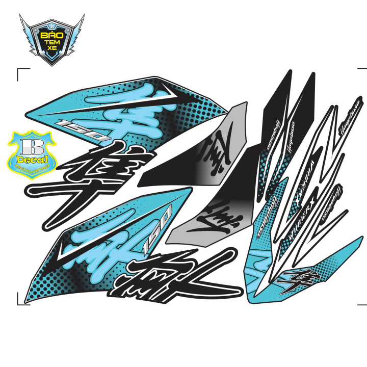 [ FREE SHIP ] Tem rời xe winner X hayabusa dán xe đen