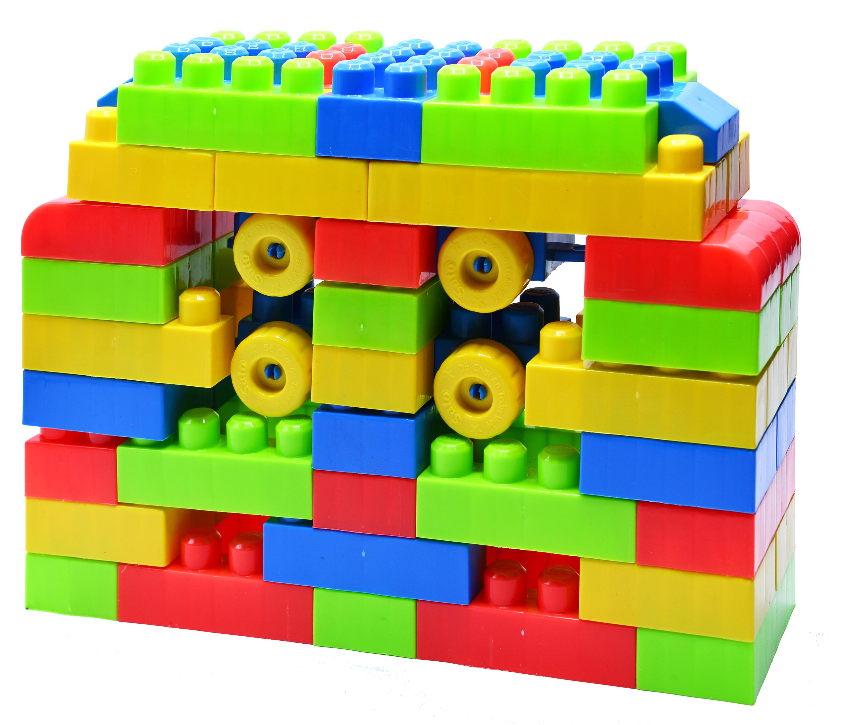 Xếp hình thông minh- Xếp hình sáng tạo- đồ chơi xếp hình-Đồ Chơi Xếp Hình Mầm Non 72 Chi Tiết Chính Hãng Sato (Sato 61)-Legoxanh