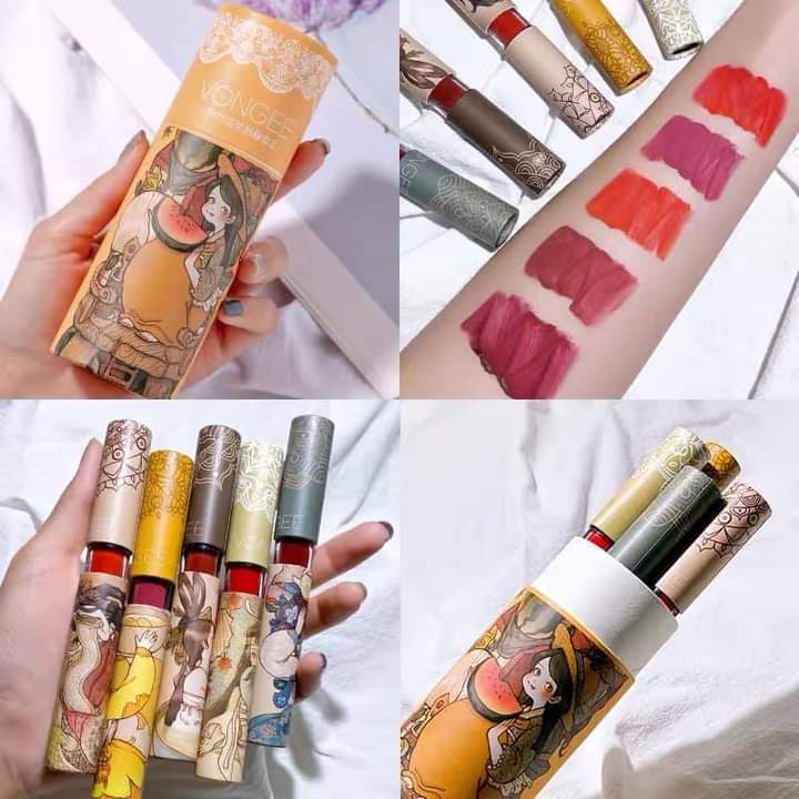 SON VONGEE SÉT SON 5 CÂY CHẤT SON NHUNG , LỲ , MỀM MÔI