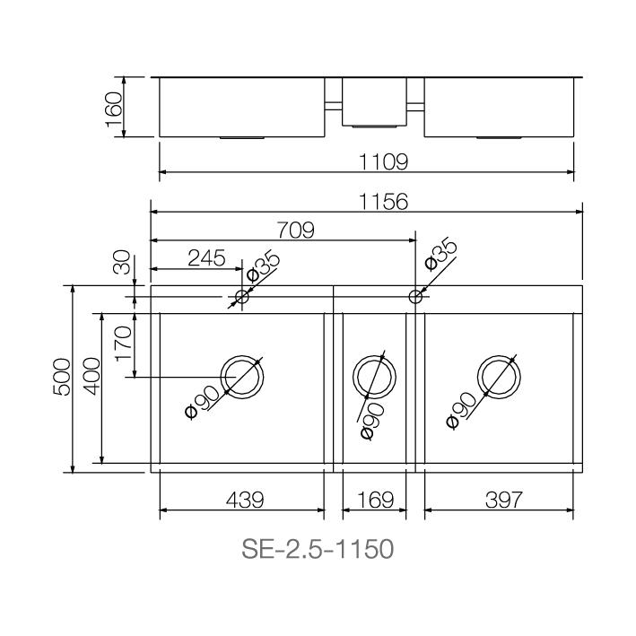 SE-2.5-1150 - Bồn rửa - INOX SUS 304