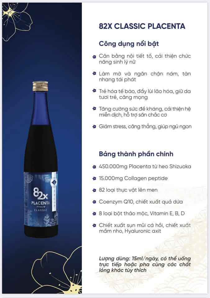 Nước uống 82X Placenta 2020