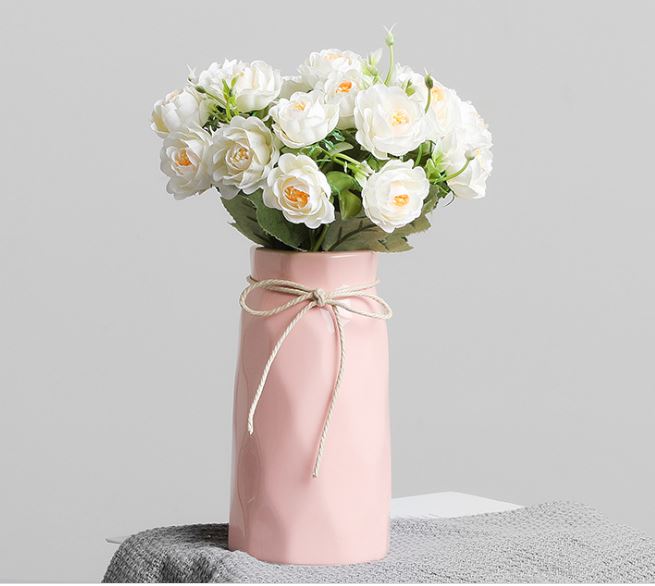 Bình bông lọ cắm hoa thắt nơ bằng dây cói đẹp- Lọ hoa gốm