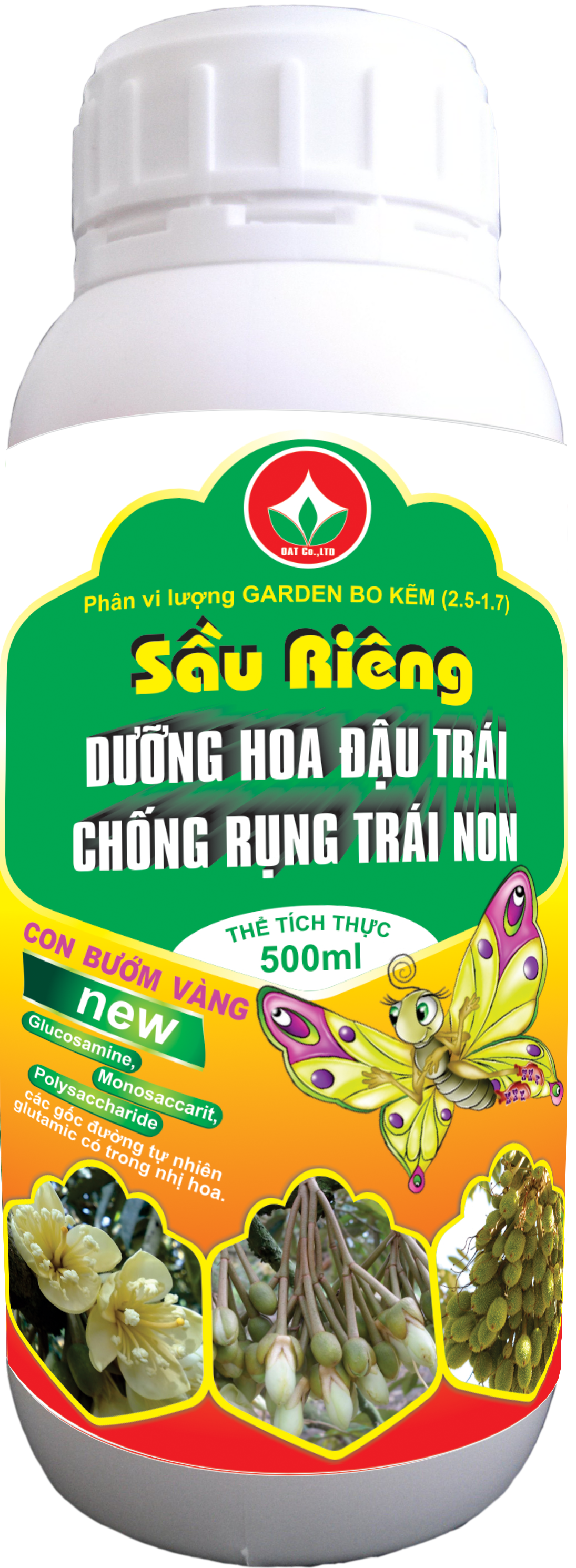 Phân bón lá Chuyên cây sầu riêng - Dưỡng hoa đậu trái - Chống rụng trái non - Dạng lỏng - Chai 500ml