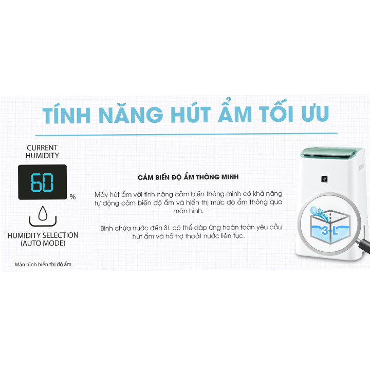[Trả góp 0%]DW-E16FA-W | Máy lọc không khí và hút ẩm Sharp DW-E16FA-W (38m²/16lít) (Hàng chính hãng)