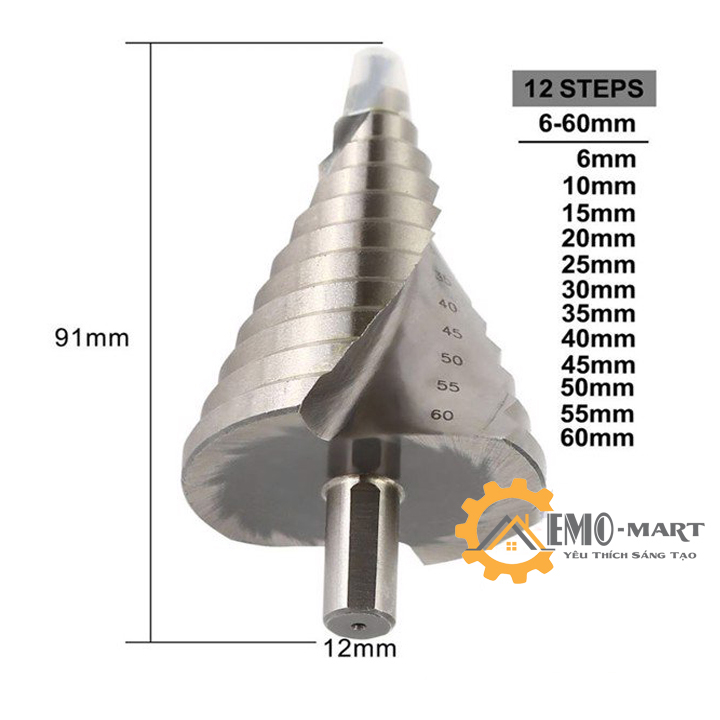 [FreeshipMAX] Mũi khoan tháp siêu cứng HSS đường kính từ 6mm- 60mm