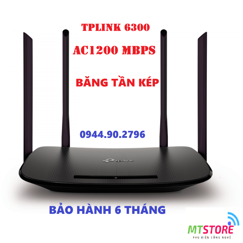 Bộ phát wifi TPLink 4 râu 6300/5620 Sóng Xuyên Tường - Modem Wifi băng tần kép chuẩn AC 1200 Mbps | Bo Phat Wifi TPlink giá rẻ | Cục phát wifi xuyên tường