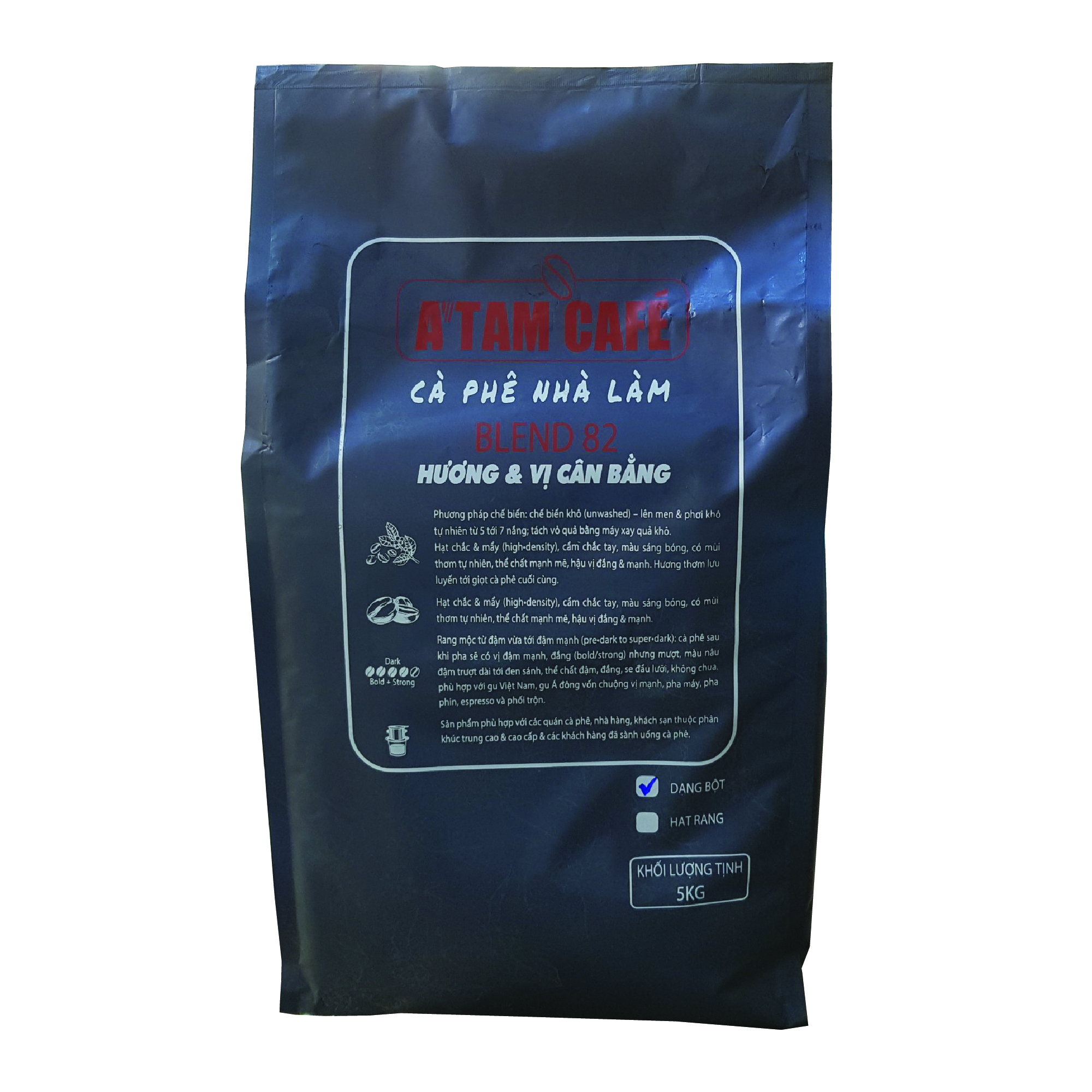 [HCM]Cà phê hạt rang Blend 82 ATAM CAFE 5kg/túi