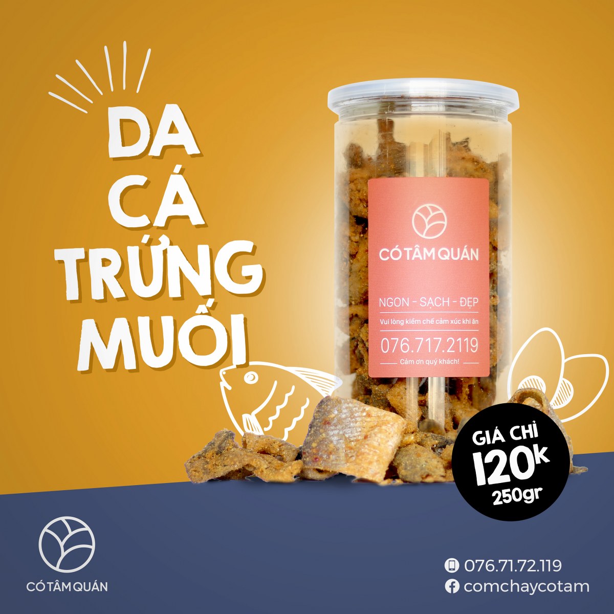 [FREESHIP TOÀN QUỐC] Da Cá Trứng Muối 250Gr (Có Tâm Quán)